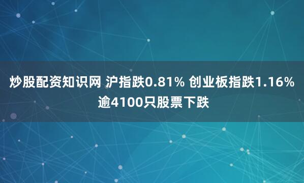 炒股配资知识网 沪指跌0.81% 创业板指跌1.16% 逾4100只股票下跌